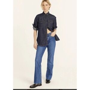 J.Crew Full Length Demi Bootcut Jeans Medium Wash Raw Hem Size 28